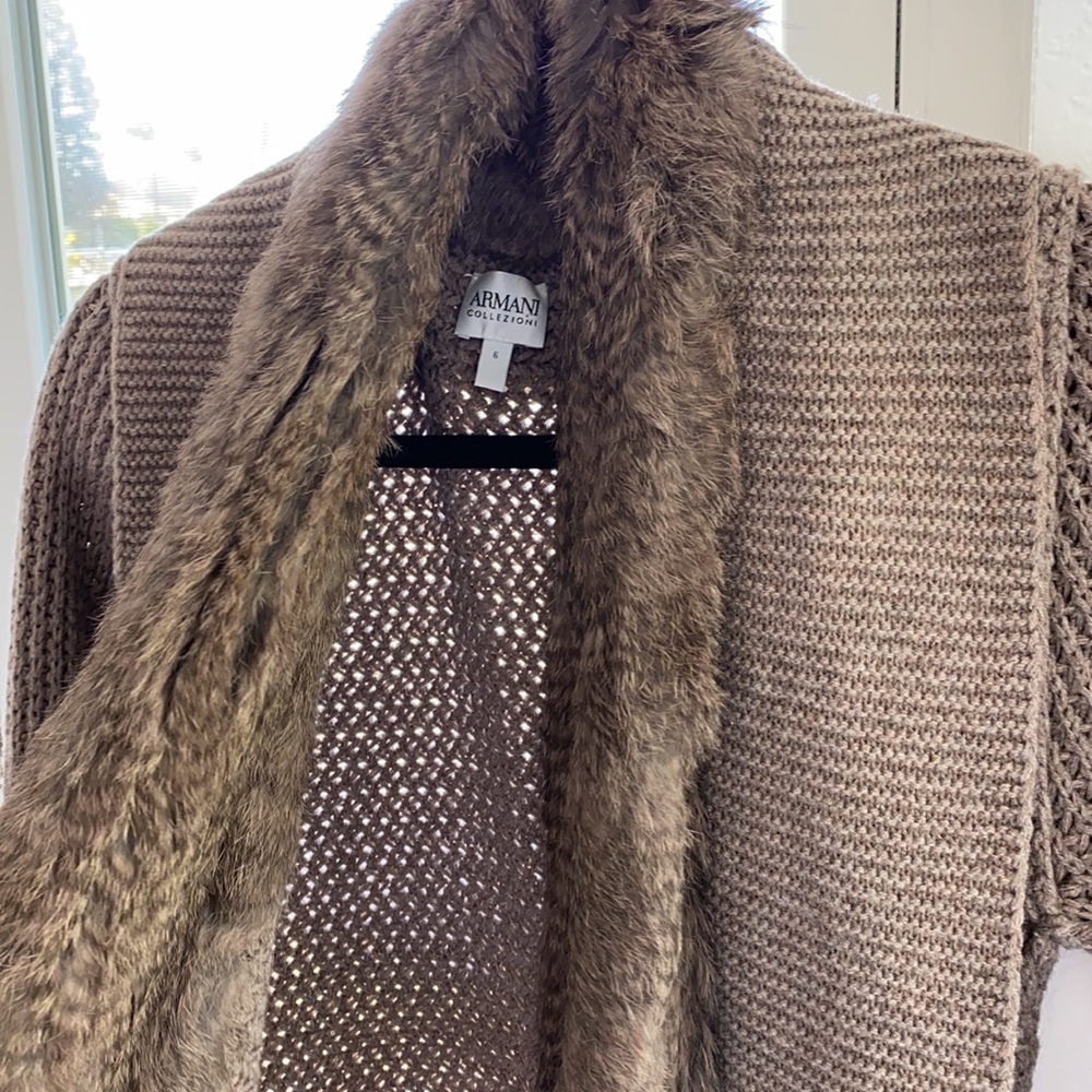 Armani Collezion Rabbit Fur Cardigan Sweater - Picture 8 of 10